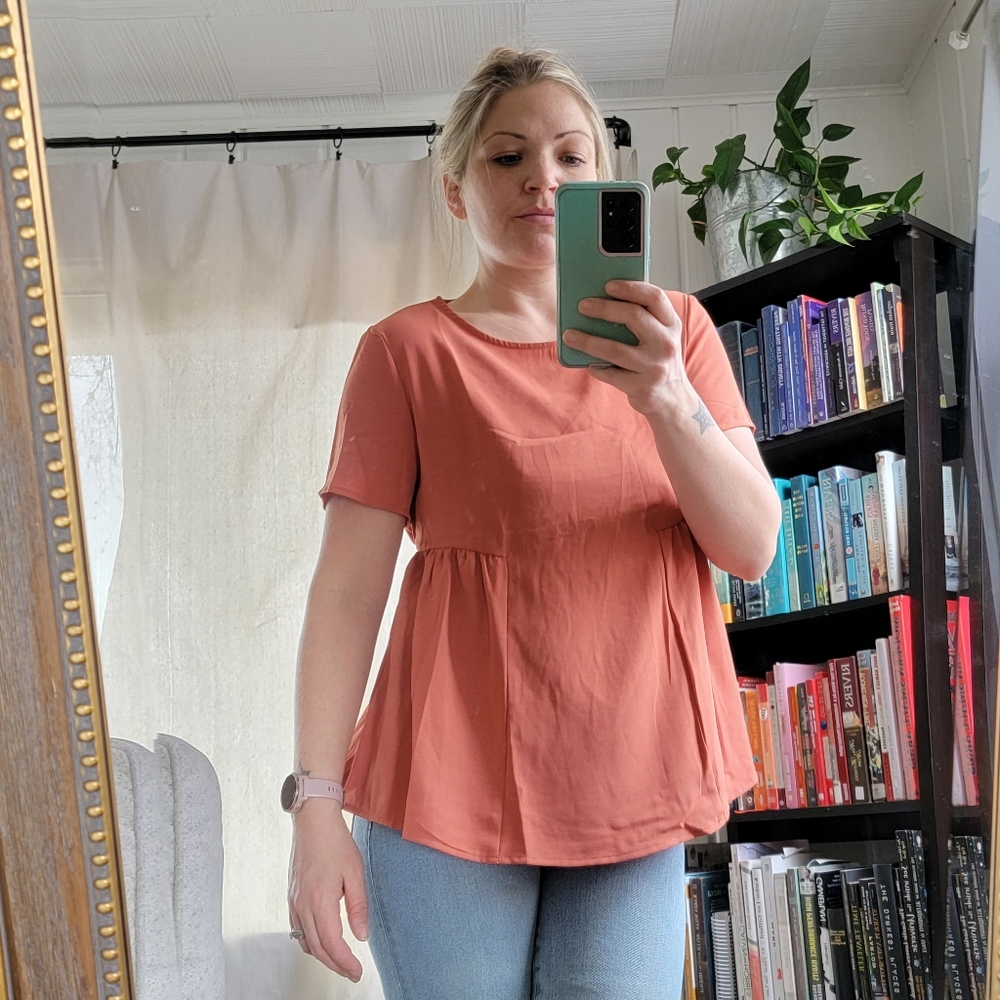 Shein apricot top with gathered fabric detail